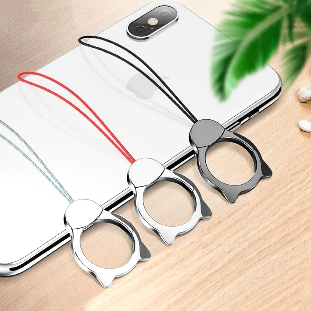 Cordón para funda de teléfono con cabeza de gato, anillo de Metal extraíble y gancho de langosta, diseño fuerte y antipérdida, carcasa para teléfono móvil - imagen 4