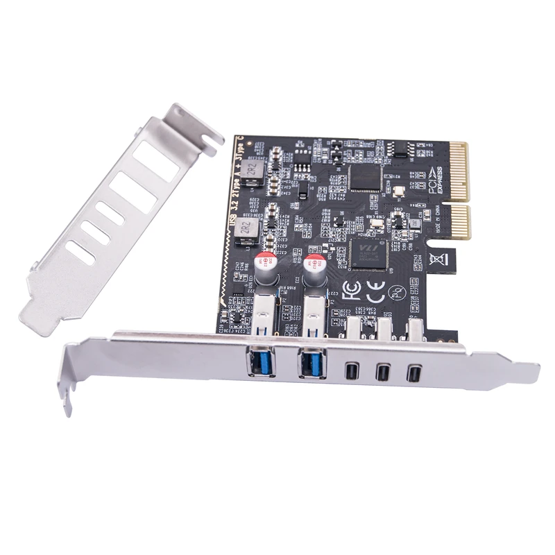 Tarjeta USB PCIE de 2 puertos USB3.2 GEN2 USB-A + 3 puertos tipo C, tarjeta de expansión de 10Gbps, adaptador de concentrador USB PCI Express X4, multiplicador para escritorio