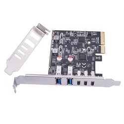 Tarjeta USB PCIE de 2 puertos USB3.2 GEN2 USB-A + 3 puertos tipo C, tarjeta de expansión de 10Gbps, adaptador de concentrador USB PCI Express X4, multiplicador para escritorio