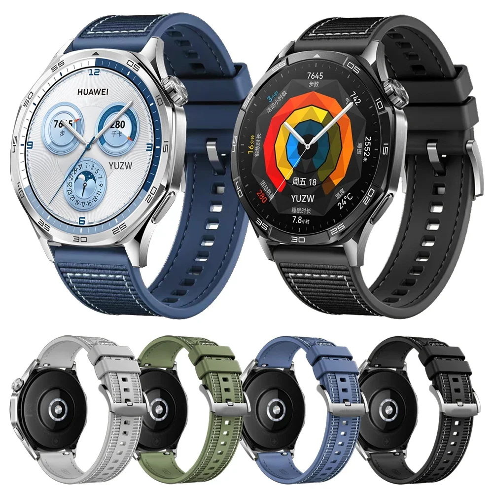 Correa de reloj de 22mm para Huawei Watch GT 5 GT4 GT3 GT2 46mm Gt2 Pro Correa de nailon de silicona suave para Huawei GT5 Pro pulsera de 46mm