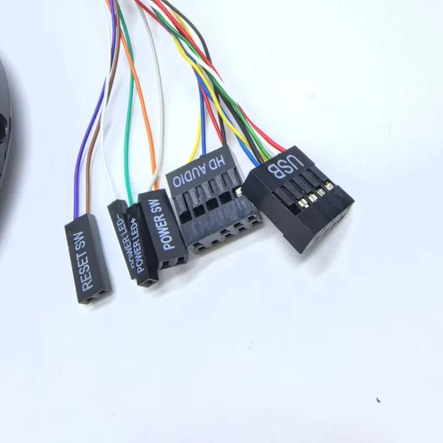 Reinicio de energía del ordenador interruptor de encendido y apagado botón de escritorio luz de estado LED micrófono auriculares Cable de soporte de montaje de enchufe USB de 2 puertos - imagen 2