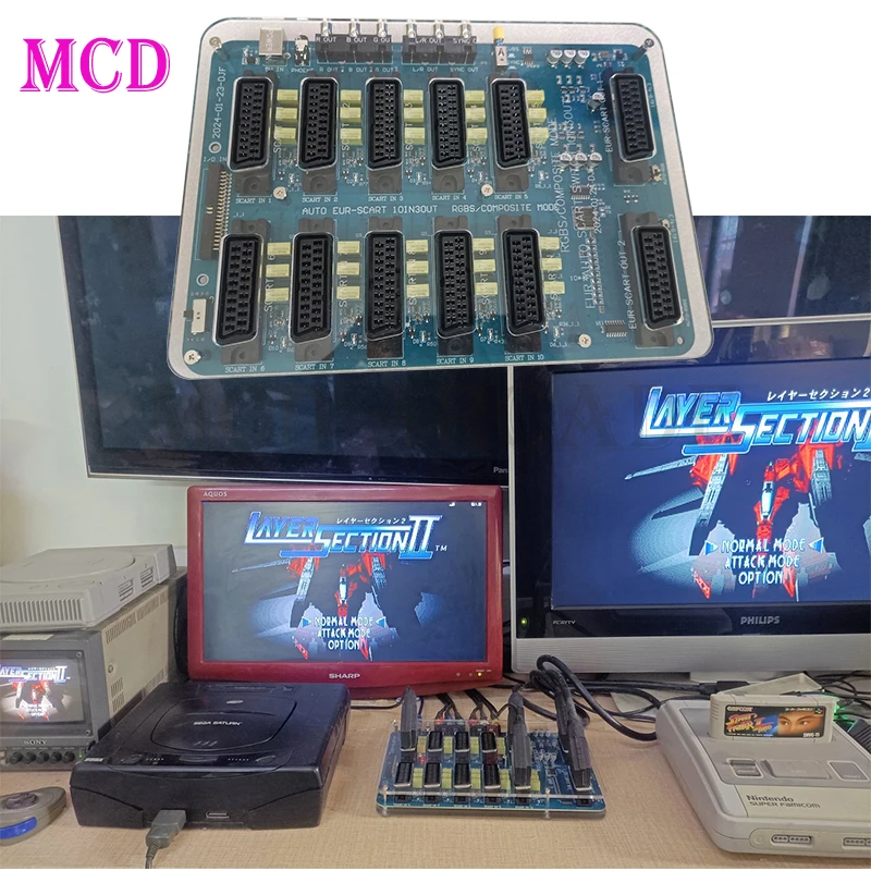 Divisor de Scart de la UE 10 en 3 salidas, distribuidor, convertidor de vídeo RGBS automático, placa conmutadora para MD/SFC/PS 123/SSDC/Wii, enchufe de la UE, 2024 nuevos