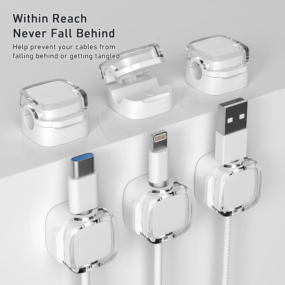 NNBILI colorido 6 uds Clips de Cable magnéticos soporte de Cable ajustable suave debajo del escritorio gestión de cables organizador de Cables - imagen 5