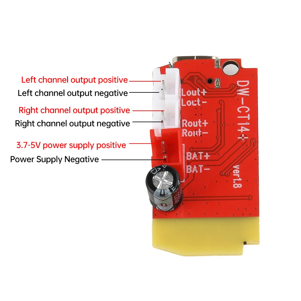 Placa amplificadora Bluetooth estéreo en miniatura DC3.7-5V CT14, módulo de Audio de 5W + 5W con interfaz USB/TYPE-C opcional - imagen 5