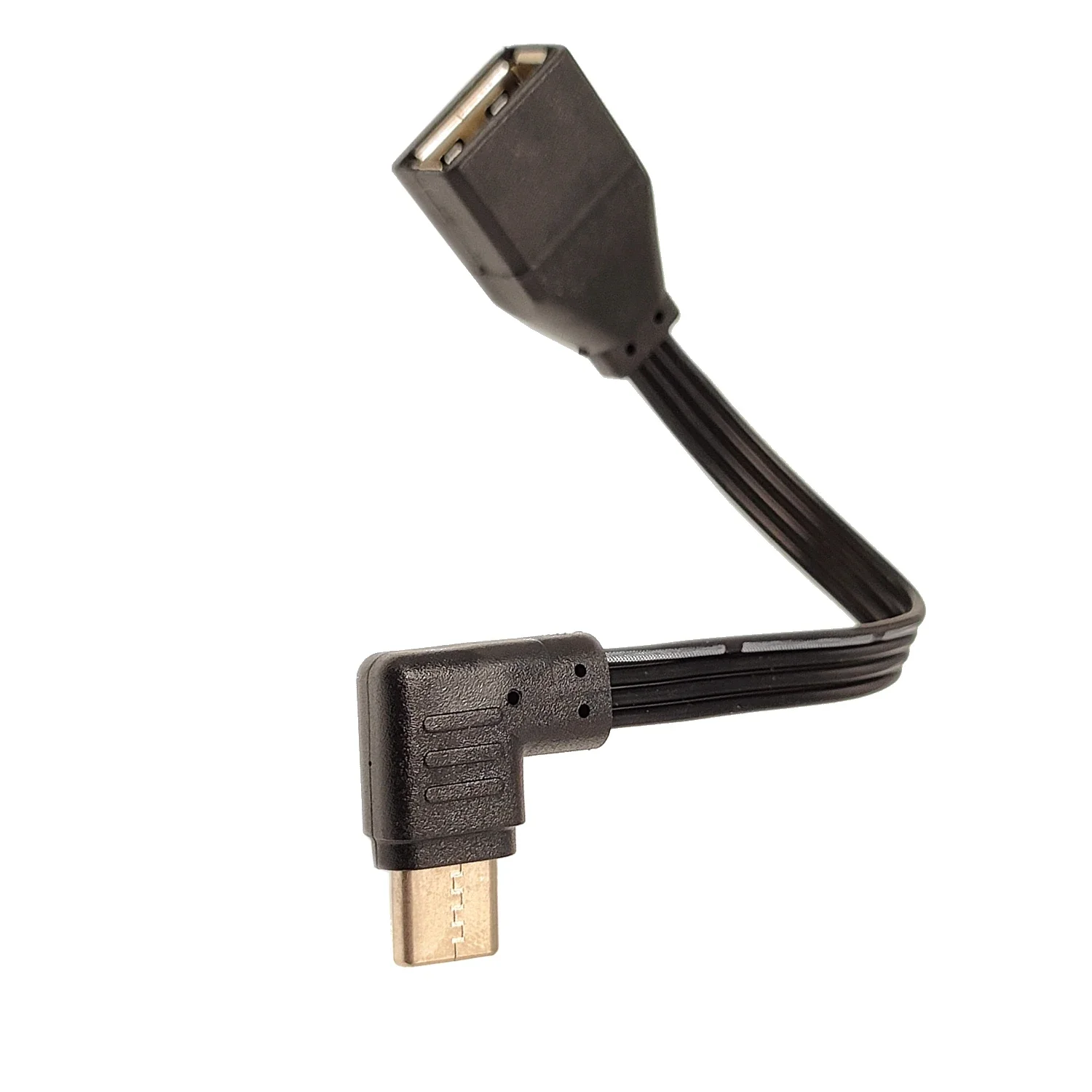 Cable plano USB tipo C a OTG USB, adecuado para teléfonos y computadoras con función en adaptador TYPE-C macho de 90 grados a USB 2,0 hembra