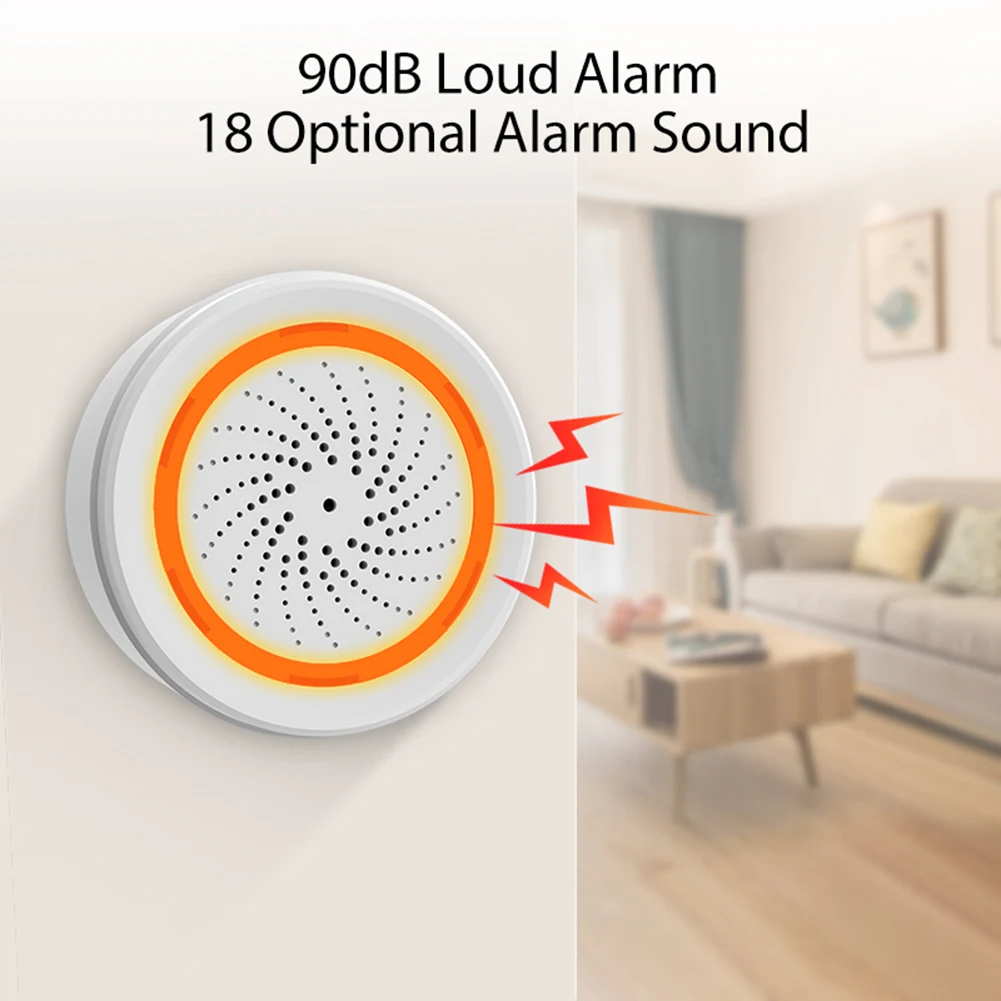 Alarma de sirena inteligente Tuya Zigbee, Sensor de luz de sonido, sirena de alarma inteligente, aplicación de alerta de 90dB, Control remoto, sistema de protección de seguridad para el hogar - imagen 3