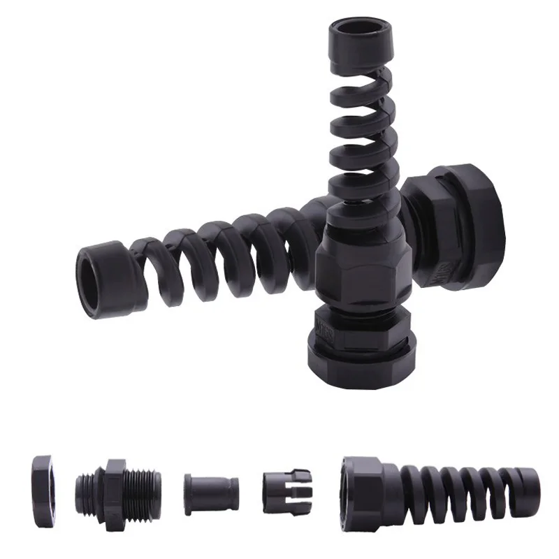 Conector de manga de sellado de cable, protector de estrés de tornillo de plástico, antiflexión, 5 piezas, IP68, resistente al agua, M12, PG7, PG9, PG11, 3-6mm - imagen 3