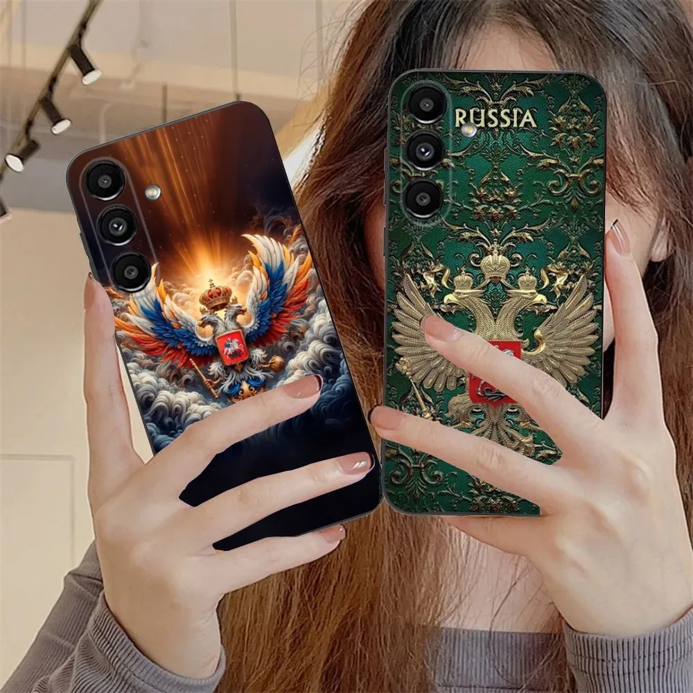 Funda de teléfono con emblema nacional de la bandera de Rusia para Samsung S24,S21,S22,S23,S30,Ultra,S20,Plus,Fe,Lite,Note,10,9,5G, funda suave negra