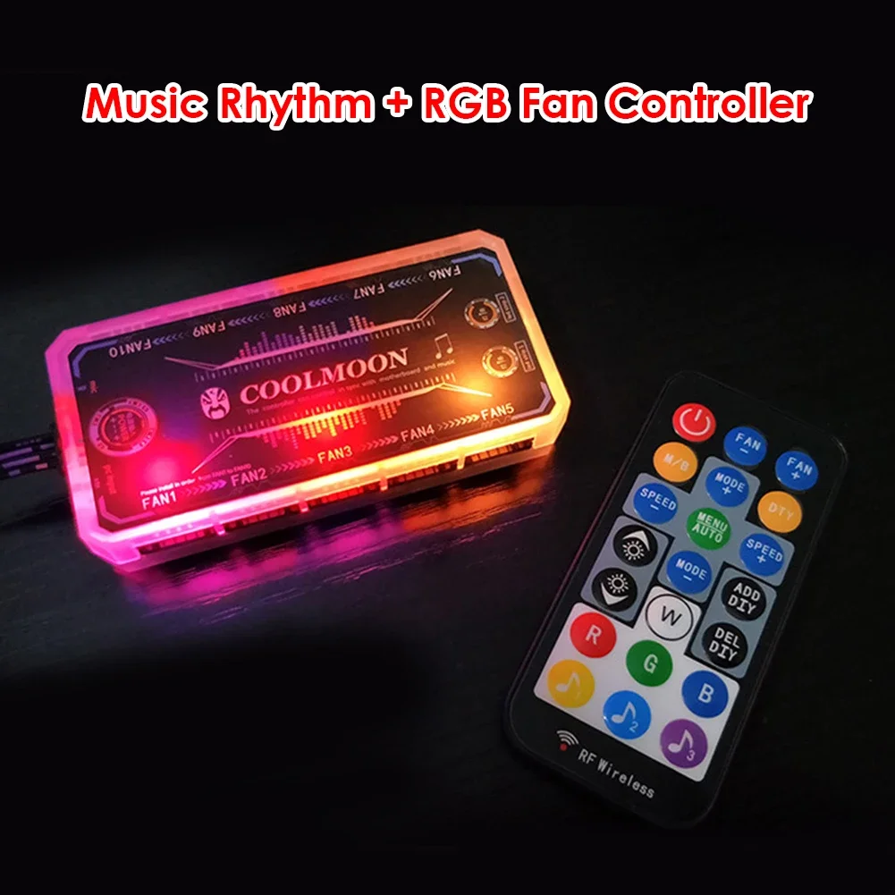 Adaptador de enfriador de ventilador con cubierta de PC, controlador de lámpara LED RGB + Control remoto - imagen 2