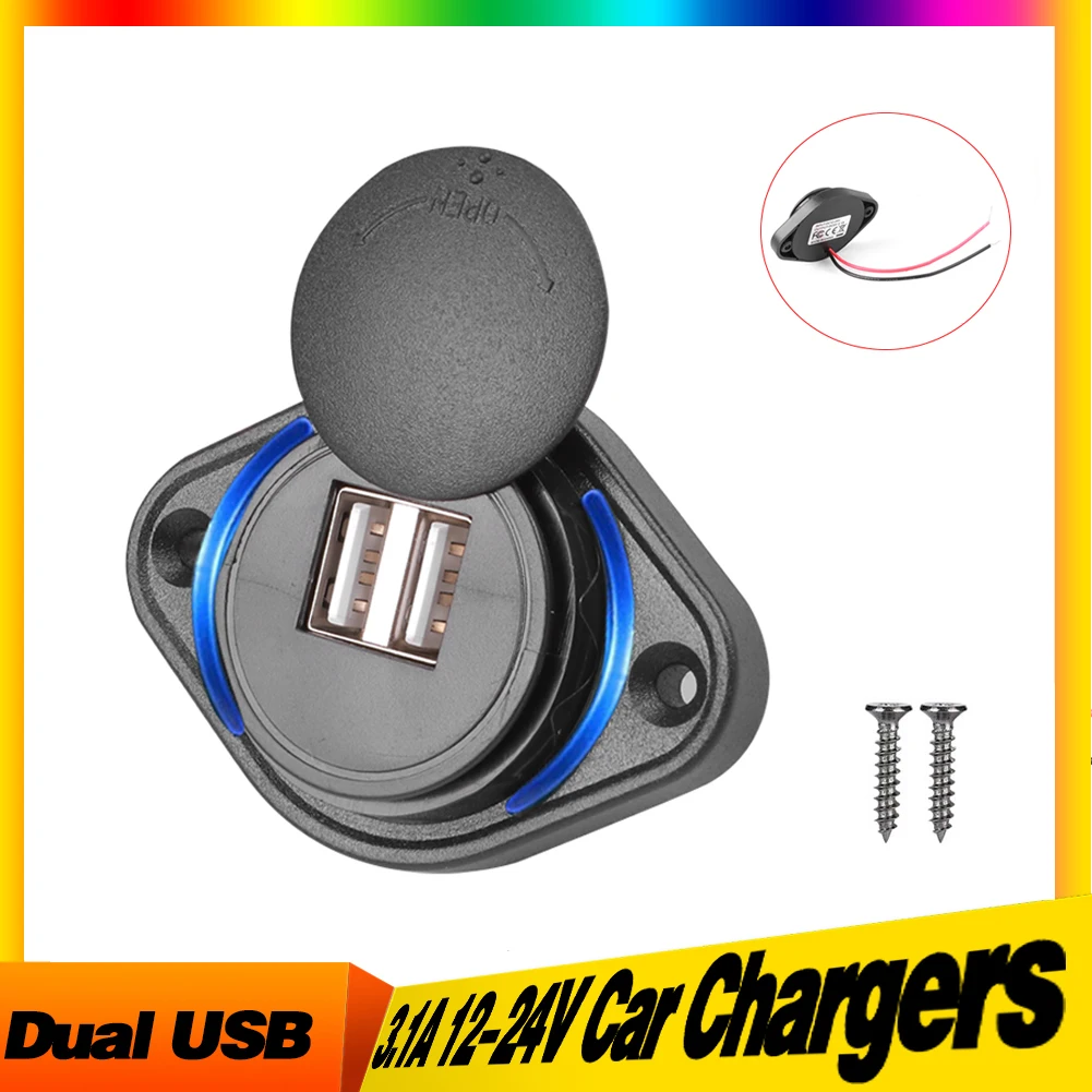 Cargador USB Dual 4.2A, adaptador de toma de corriente, montaje en Panel de carga de 12-24V para motocicleta, coche, barco, autobús, ATV, UTV, Camper, caravanas, BF