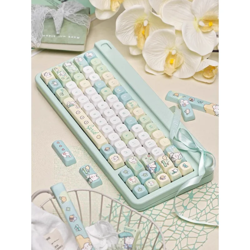 Juego de teclas con tema bonito de zorro y pájaro estúpido, teclas personalizadas originales hechas a mano para accesorios de teclado mecánico