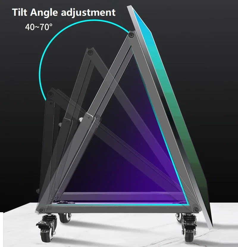 HILLPORT Carrito de TV Soporte de TV ajustable en ángulo móvil con ruedas para LED de 32-70 pulgadas, Soporte plano curvo LCD Soporte de TV Mesa SC5100 - imagen 5