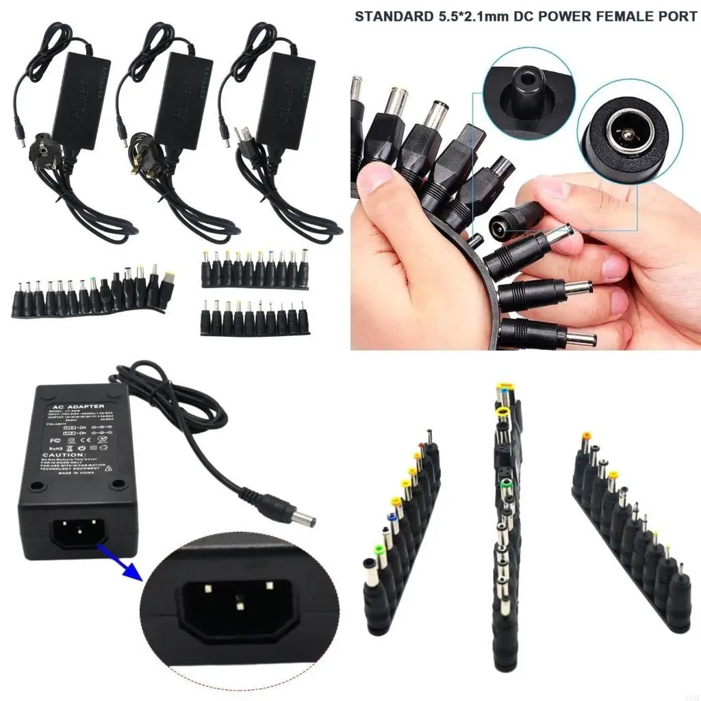 896F 96W 12V-24V Cargador portátil ajustable Adaptador fuente alimentación ajustable para portátil