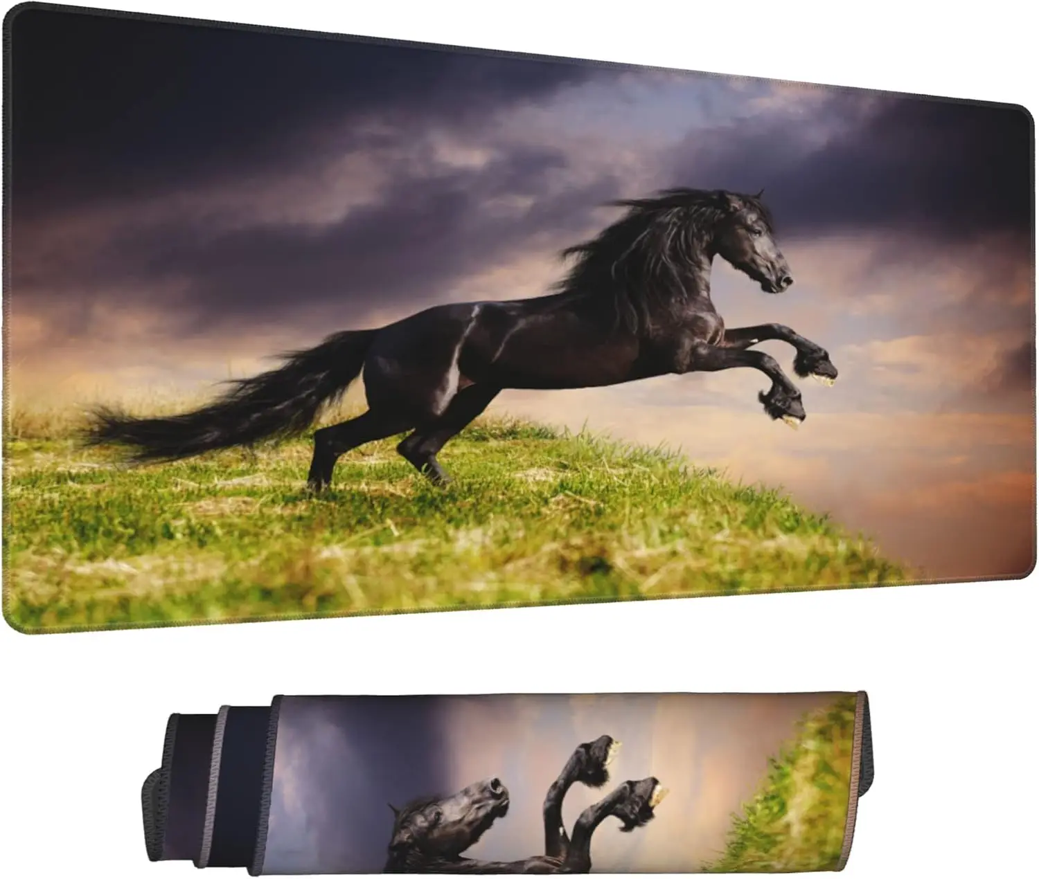 Alfombrilla de escritorio negra, alfombrilla de ratón extendida para juegos, juego de trabajo de oficina, teclado de ordenador, alfombrilla de ratón, Base de goma antideslizante, alfombrilla de ratón grande - imagen 2