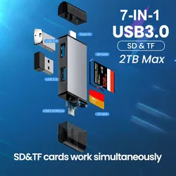 Lector de Tarjetas 7 en 1 USB 3.0 Tipo C – Adaptador SD TF PC Portátil