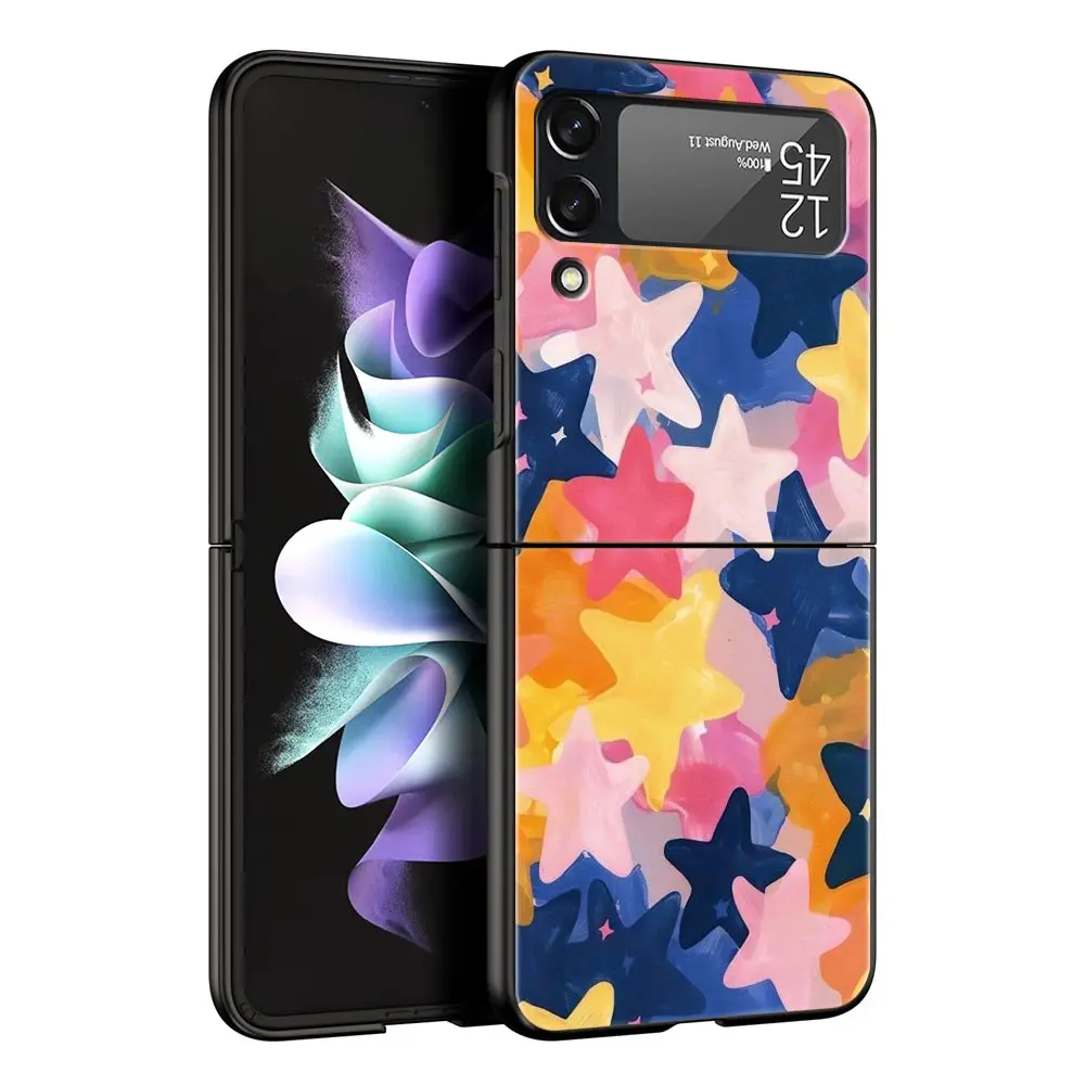 Funda de teléfono con estrellas coloridas para Samsung Galaxy Z Flip3 Flip4 Flip5, carcasa para Z Flip 3 4 5 6 7, funda trasera plegable dura - imagen 5