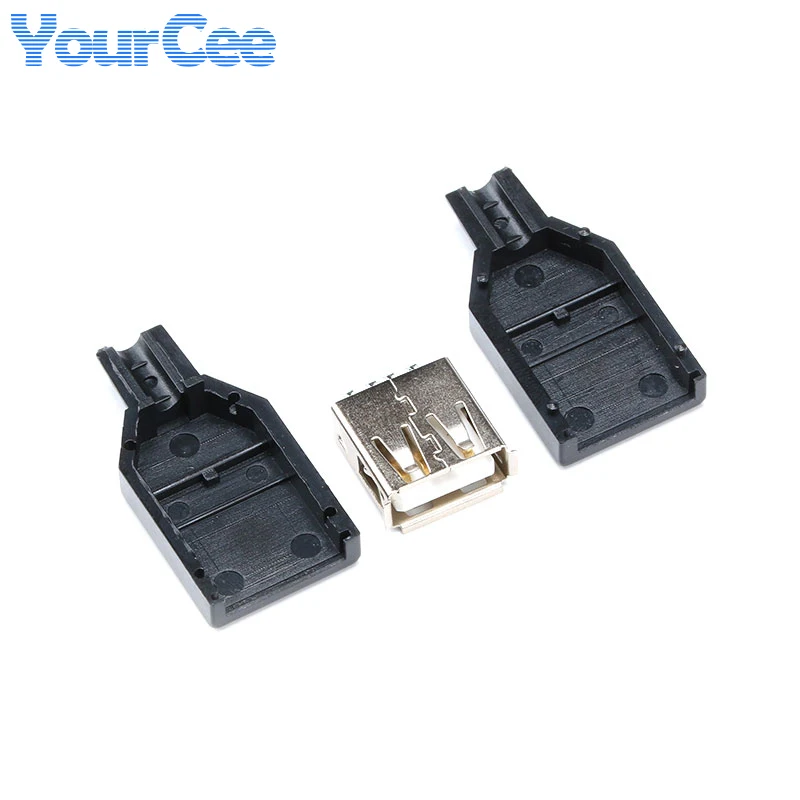 10 uds/5 uds tipo A macho hembra USB conector de enchufe de 4 pines con cubierta de plástico negro tipo A USB2.0 macho Kits de bricolaje - imagen 4