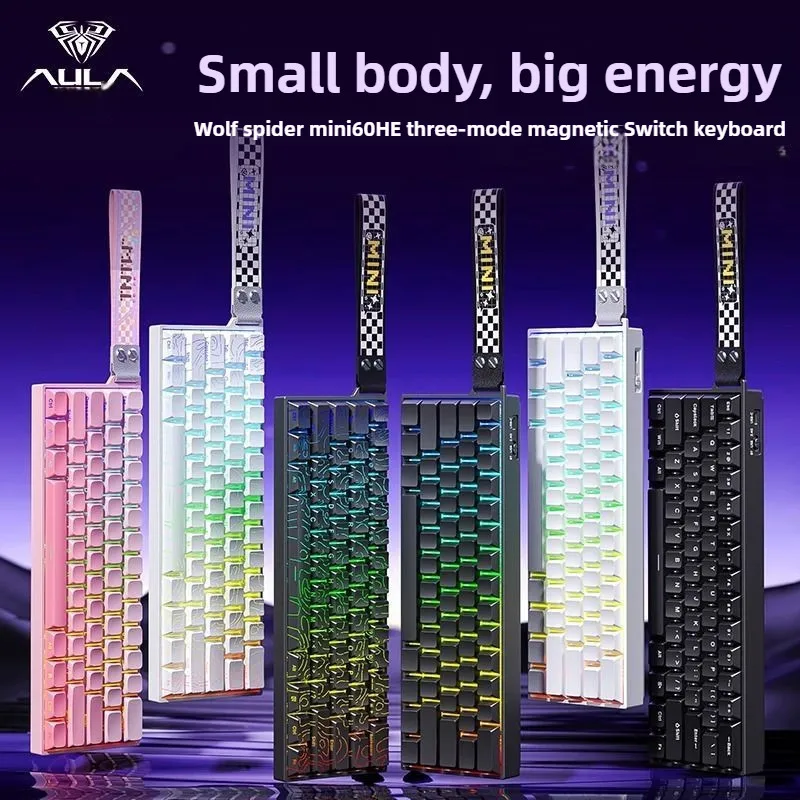 AULA Mini60 teclado con interruptor magnético inalámbrico 0,01 mmRT soporte intercambiable en caliente interruptor mixto teclado para juegos RGB regalo personalizado para juegos