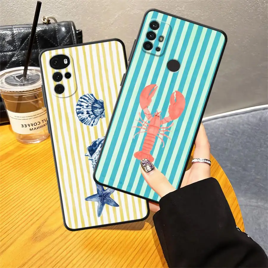 Funda de animales marinos para Motorola Mot G52 G60s G71 G51 G73 G50 Edge 20 Pro 30 Lite G53 G30 G32 G22 Edge40 G60 teléfono suave negro - imagen 2