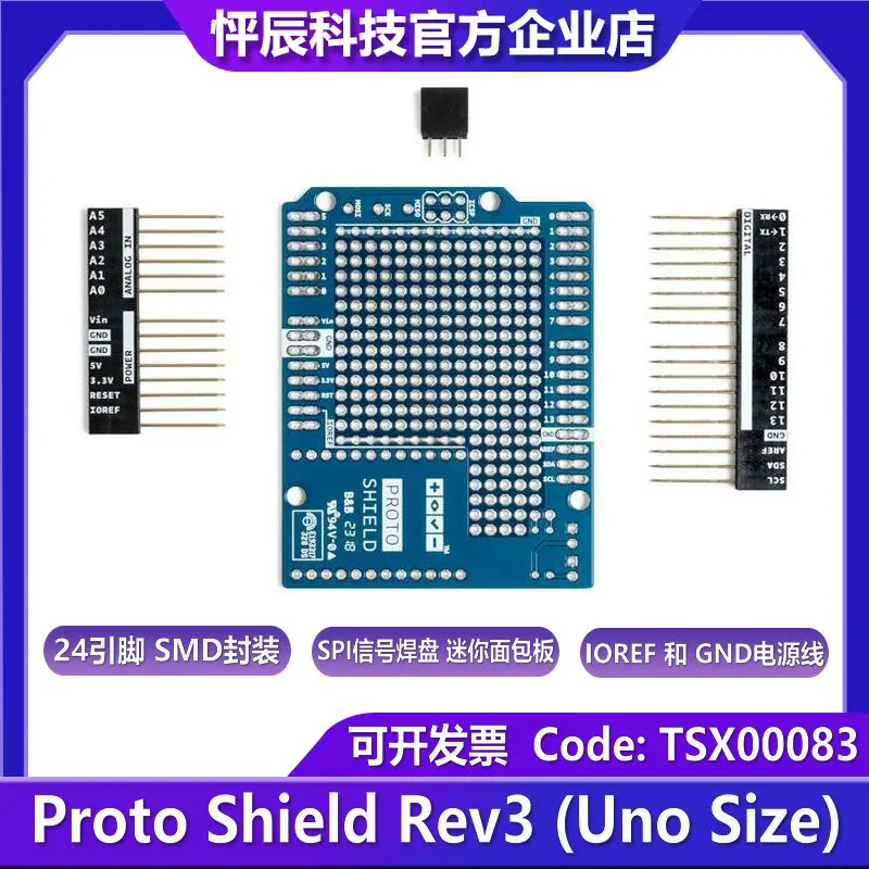 Arduino Proto shields Rev3 Placa de pan tamaño Uno TSX00083 24 pines