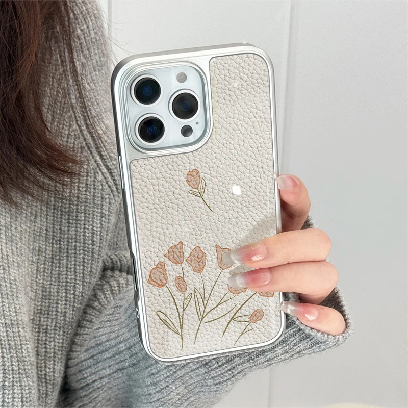 Funda de teléfono con textura de cuero "La rosa que voló" para iPhone11/12/13/14/15/16/22 Pro Max AIR PLUS - imagen 3