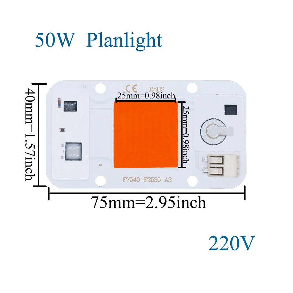 50W COB LED 220V 110V sin soldadura potente Chip LED reflector integrado cuenta de luz LED aluminio F7540 blanco cálido Diy - imagen 4