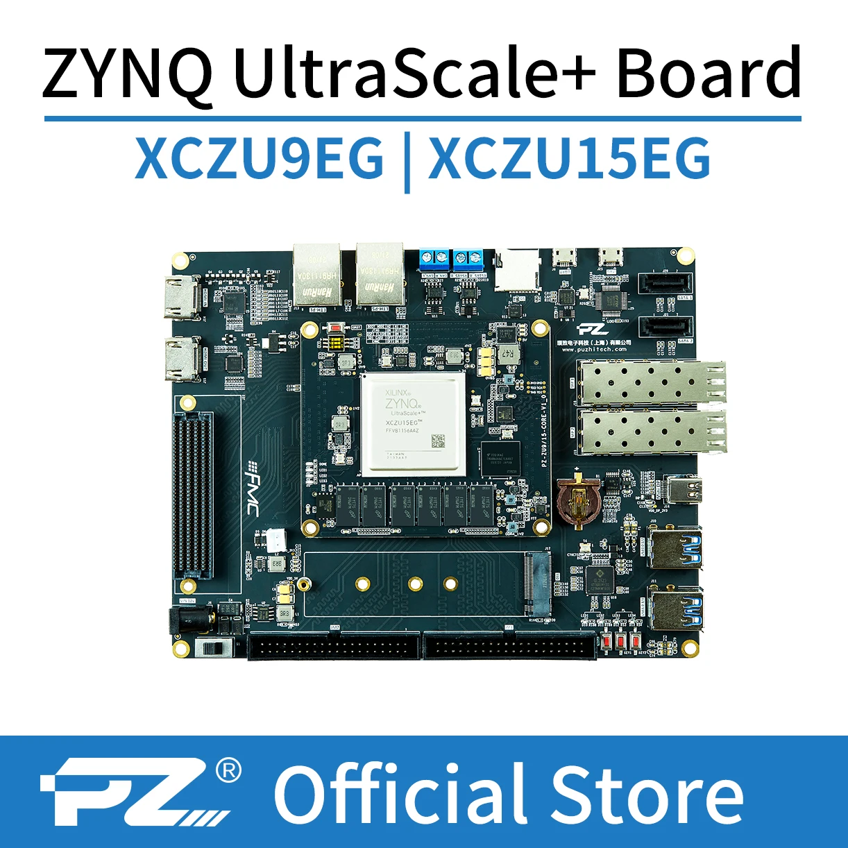 Tarjeta PUZHI ZU15EG ZU9EG: Xilinx ZYNQ UltraScale XCZU9EG XCZU15EG Placa de desarrollo FPGA SFP 4K