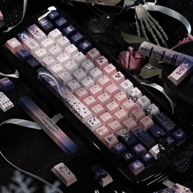 Teclas Death Hymn, teclas de punto de personalización de dibujos animados de Anime, perfil de cereza, Material PBT, teclas de teclado mecánico, 140 teclas - imagen 2