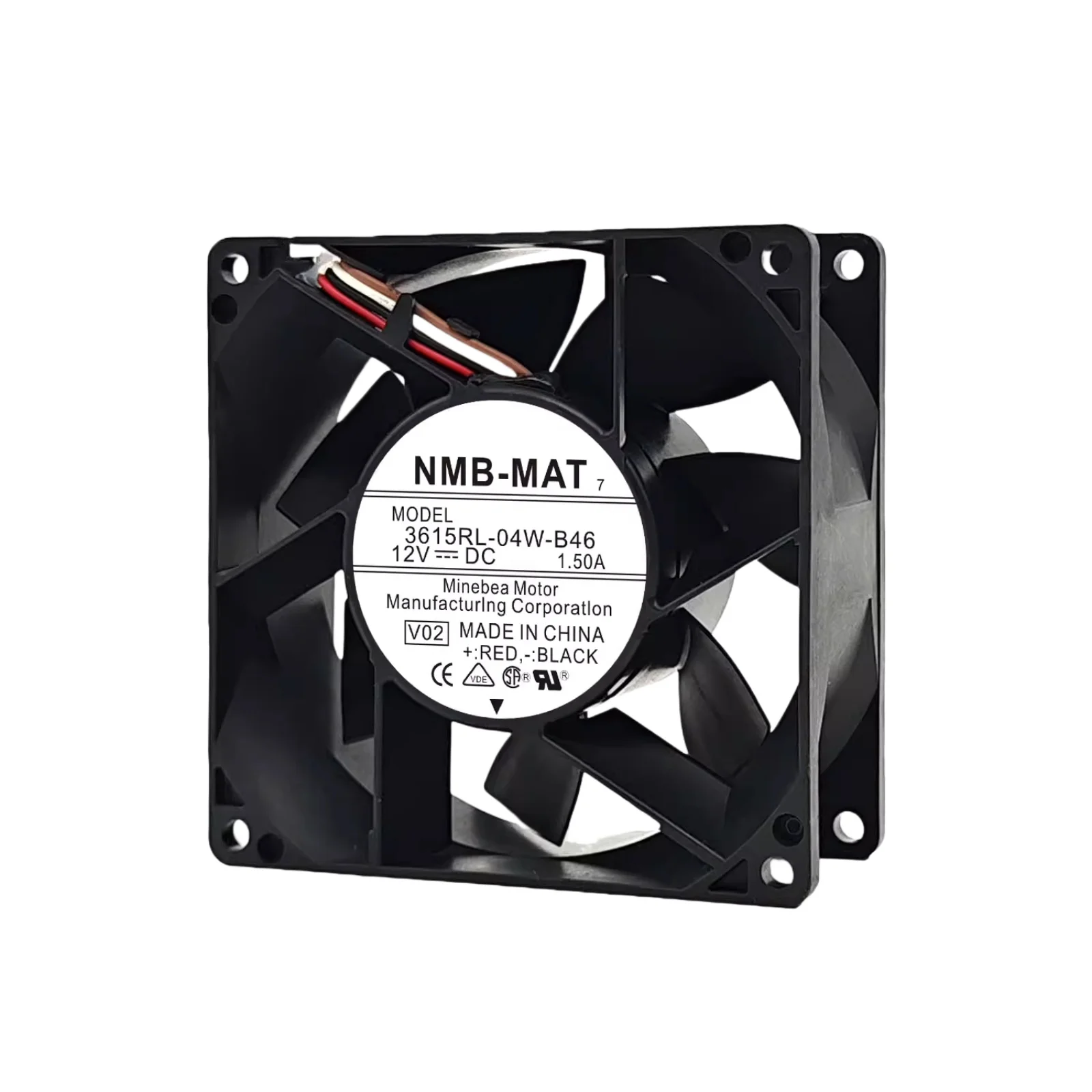 NMB 3615RL-04W-B46 Ventilador de refrigeración CC resistente al agua de 9 cm (92 mm), 12 V 1,50 A, alto flujo de aire, motor de larga duración para inversores, industrial