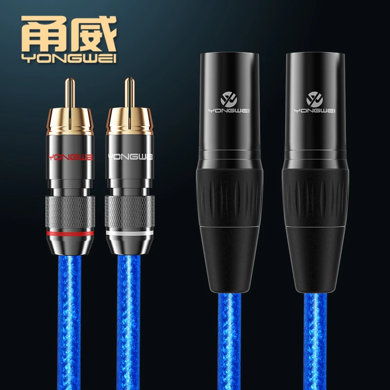 YONGWEI-línea de señal de Audio 6N Occ 2RCA a 2XLR para amplificador, mezclador de altavoces, Cable RCA macho y hembra, Conector de mezcla de amplificador de cañón - imagen 4