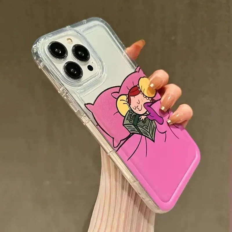 Funda de TPU con cojín de aire para chica dinero de dibujos animados Retro para Samsung Galaxy A55 A54 A35 A15 A14 A34 A52 S21 FE S22 S23 S24 S25 Ultra - imagen 3
