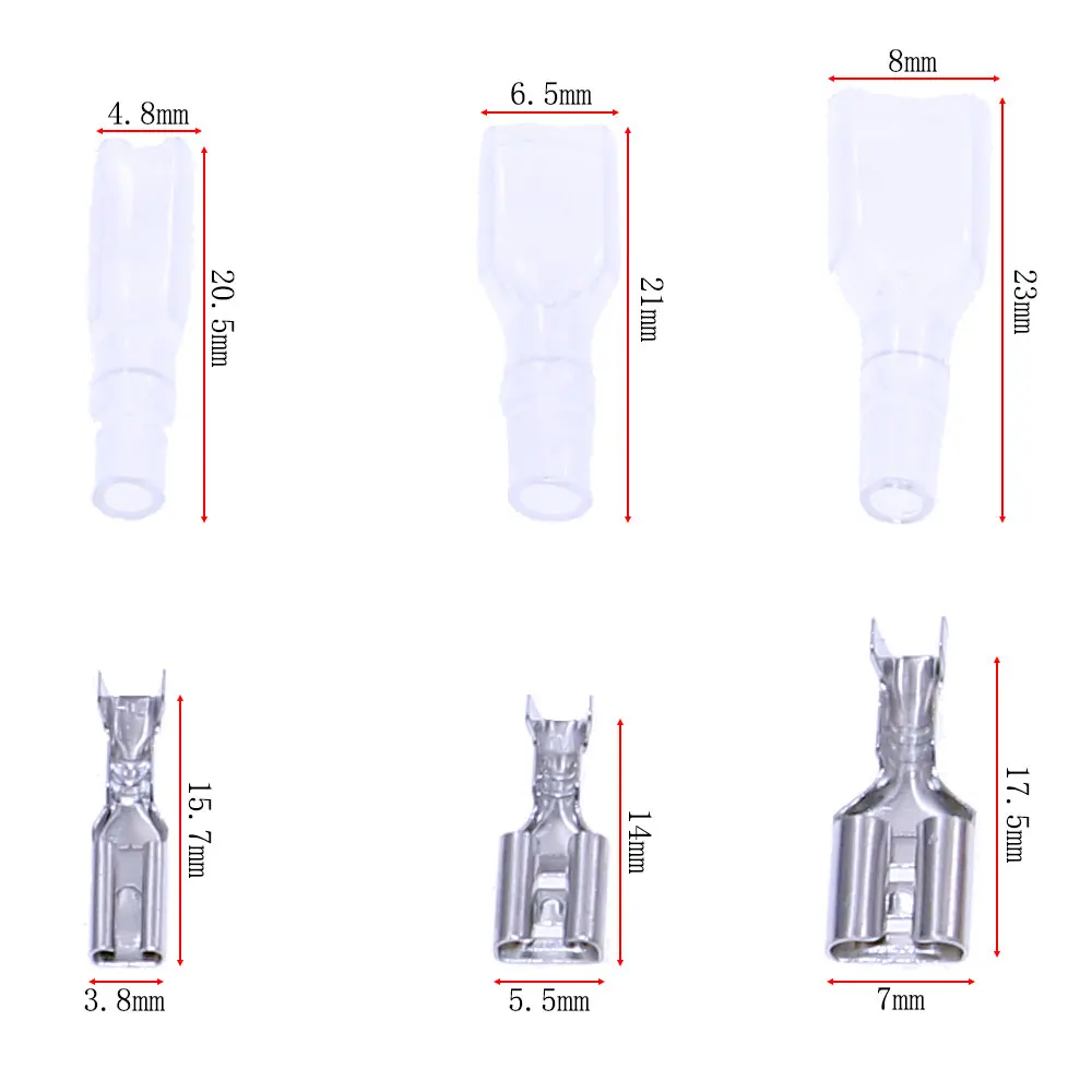 300 unids/lote 2,8 4,8 6,3 enchufe de inserción conector de Terminal de cable enfundado con resorte Kit de aislamiento de Terminal prensado en frío - imagen 4
