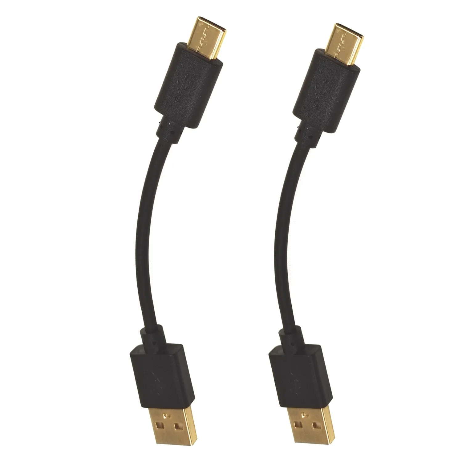USB 2.0 Doble cabezal recto chapado en oro a enchufe USB 3.1 tipo C, cable convertidor de carga síncrona de ángulo recto, cable de datos, 10 cm - imagen 2