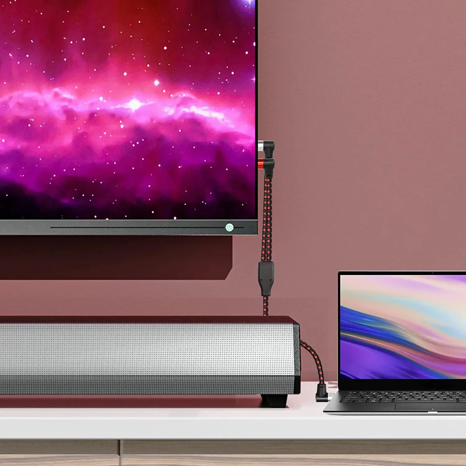 Cable RCA doble de 90 grados, ángulo recto, 1/8 a TRS, 3,5mm macho a 2RCA macho, adaptador divisor en Y estéreo para teléfono, MP3, altavoz de PC - imagen 5