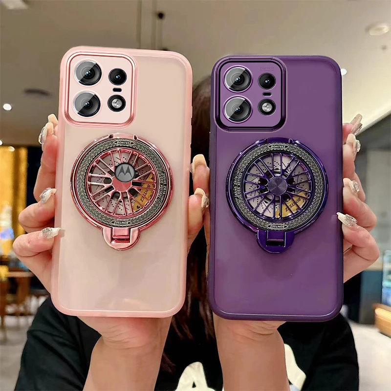 For Motorola Edge 50 Pro Case Soft Transparent With Gyro Ring magnetic Lens Protective Back Cover For Moto Edge 50 Fusion Shell