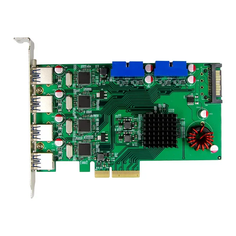 PCIE X4 4 puertos Usb3.0 Chip adaptador Industrial P17C9X2G + ASM1042 Tarjeta de expansión de alto rendimiento con conector de alimentación SATA de 15 pines - imagen 2