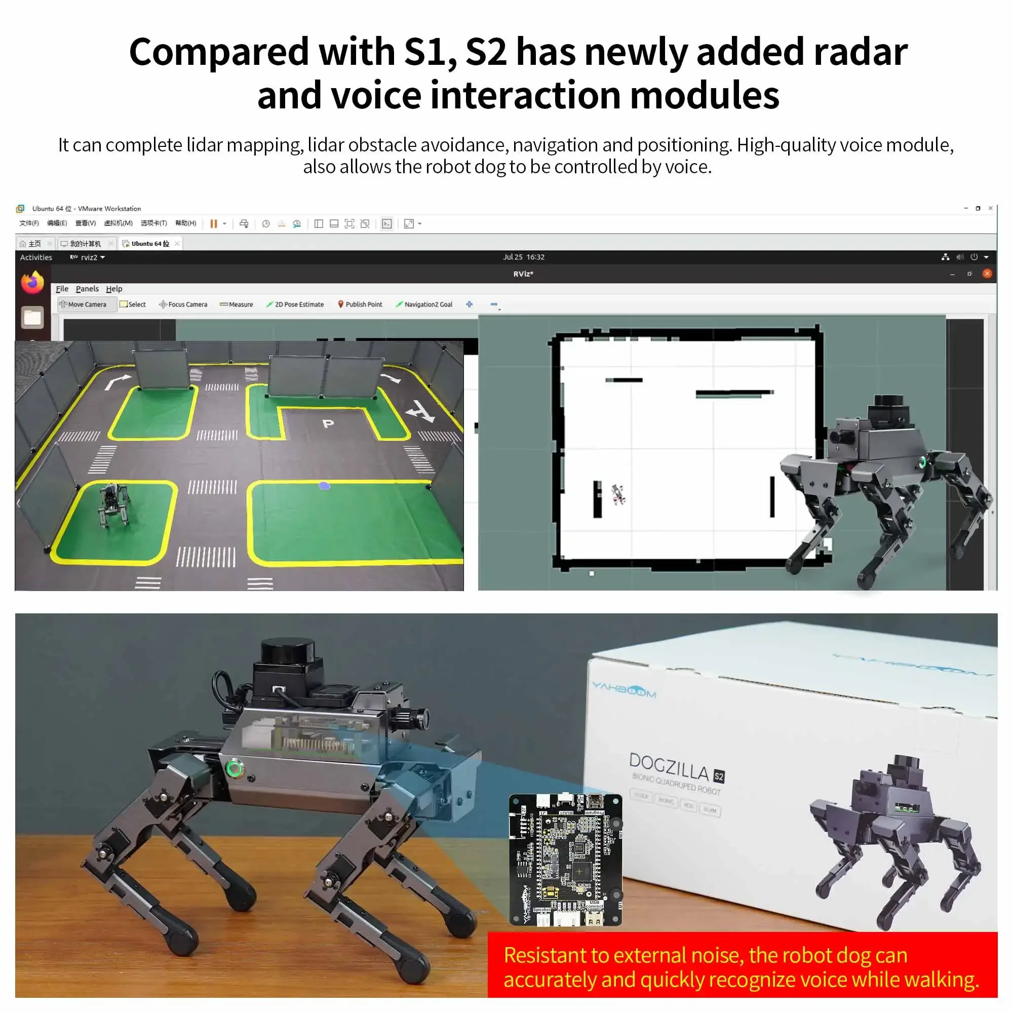 Yahboom-Robot perro de Metal 12DOF, DOGZILLA biónico con módulo de voz Camear Lidar para Raspberry Pi 5, compatible con programación ROS2 Python - imagen 4