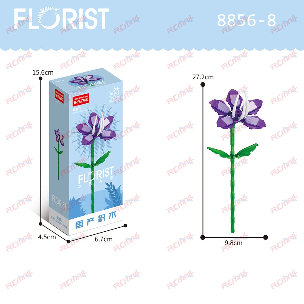 Bloques de construcción de flores, partículas pequeñas, montaje creativo de ladrillos, adornos de decoración del hogar, plantas en macetas, juguetes educativos, regalo - imagen 2