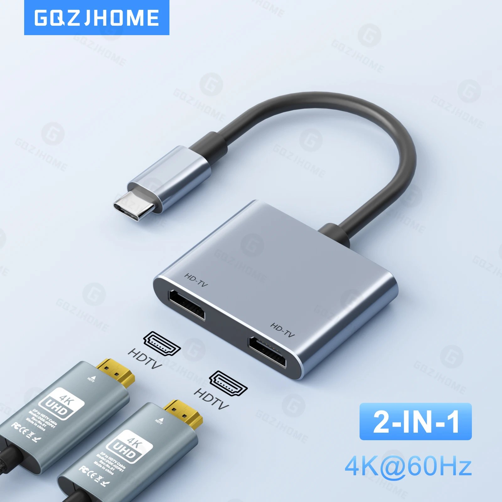 Adaptador MST 4K USB C a doble HDTV tipo C a HDTV convertidor para portátil HP Dell Surface Lenovo Thinkpad Chromebook - imagen 2