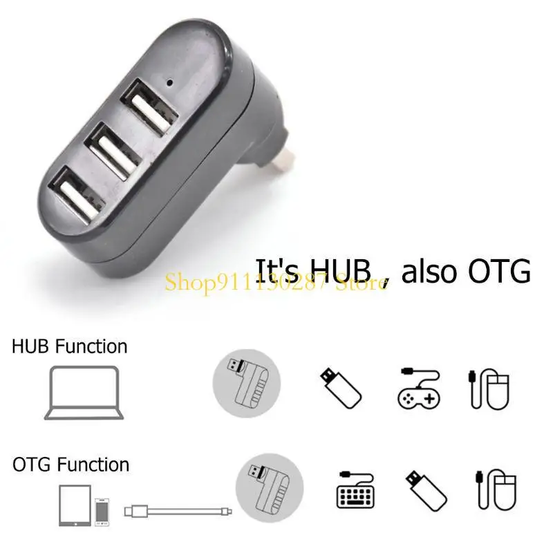 J1HC Hubs USB 3 puertos USB 2.0 Hub Mini Splitter Adaptador Hub para PC Notebook - imagen 3