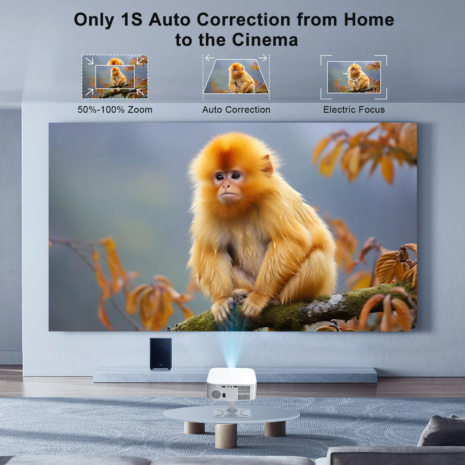 P92Max Proyector 1080P, 400 Lúmenes ANSI, Corrección Automática de Trapecio, Enfoque Electrónico, Android13, Whale OS, 1 GB de RAM, 8 GB de ROM, WiFi6, Doble BT5.2, Control Remoto Infrarrojo - imagen 4