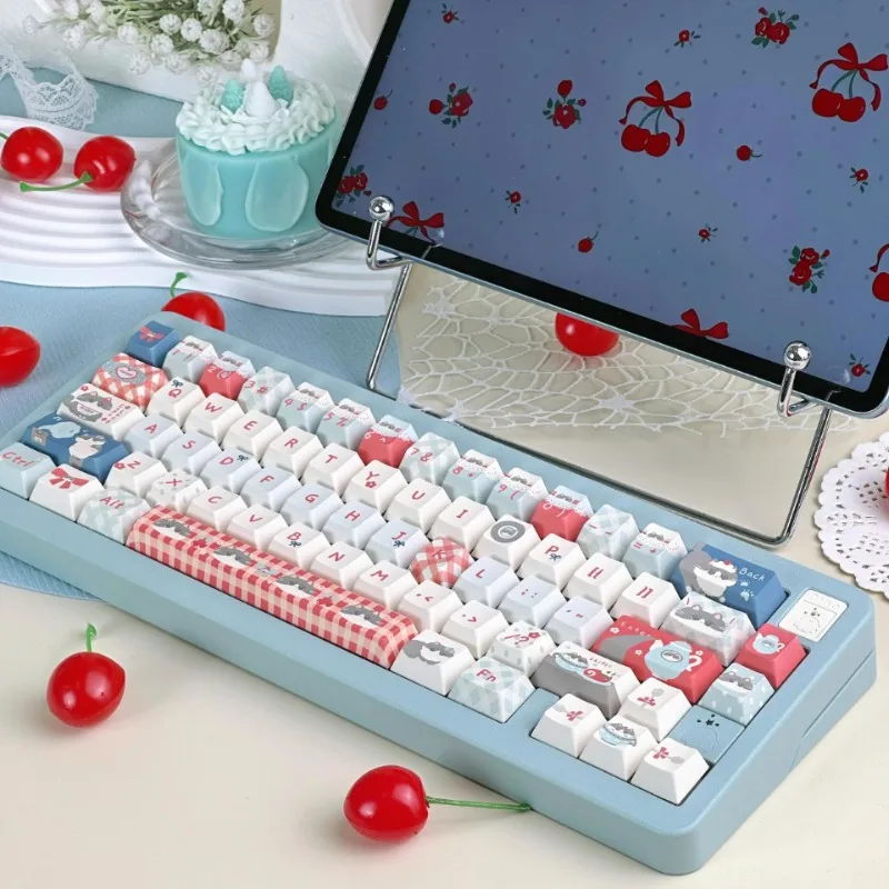 Popular cereza pequeño gato Keycap personalizado PBT cereza perfil Xoa Anime altamente Popular lindo Fruitmechanical Keycap para la oficina - imagen 2
