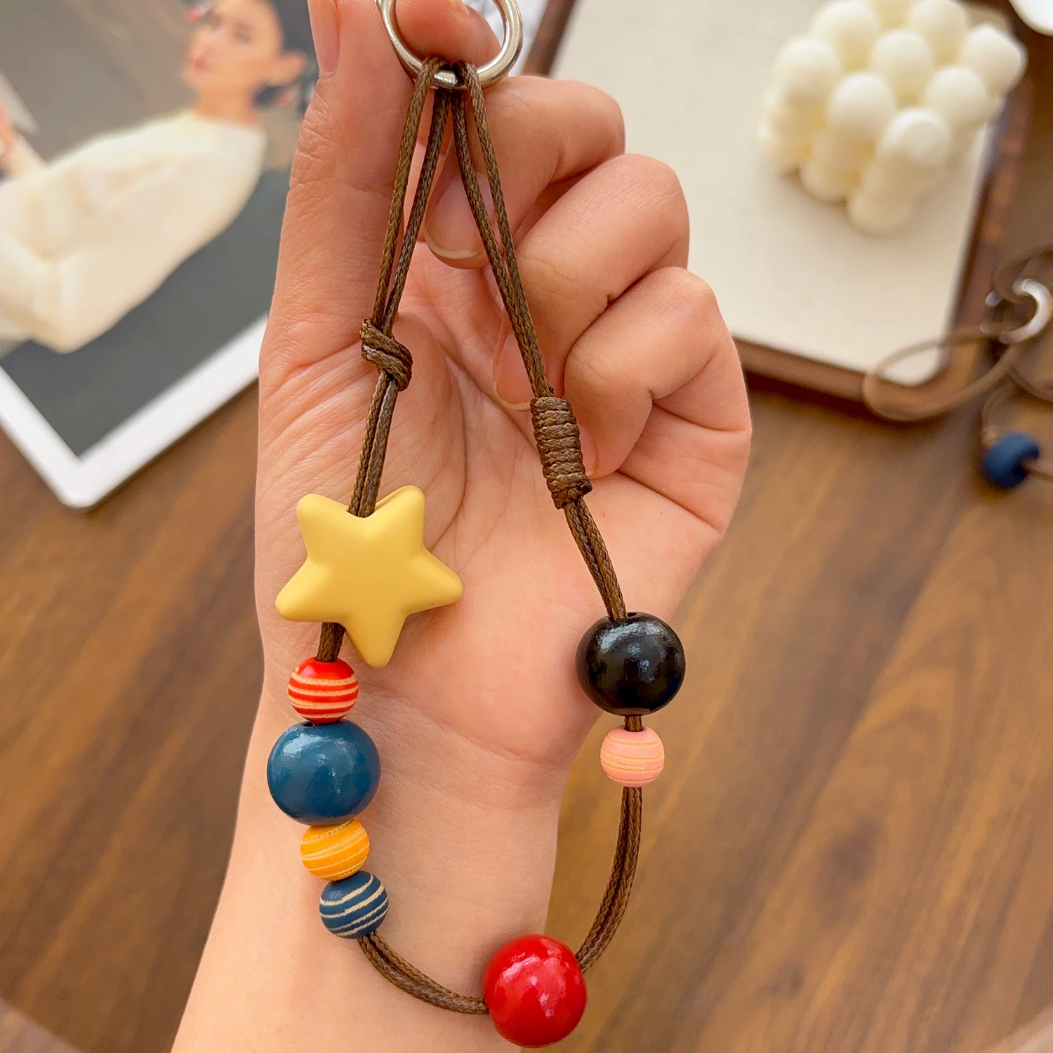 Cordón con cuentas a la moda, correas para la muñeca, llavero para teléfonos móviles, cuerda para colgar DIY, collar cruzado antipérdida, accesorios para teléfono - imagen 5