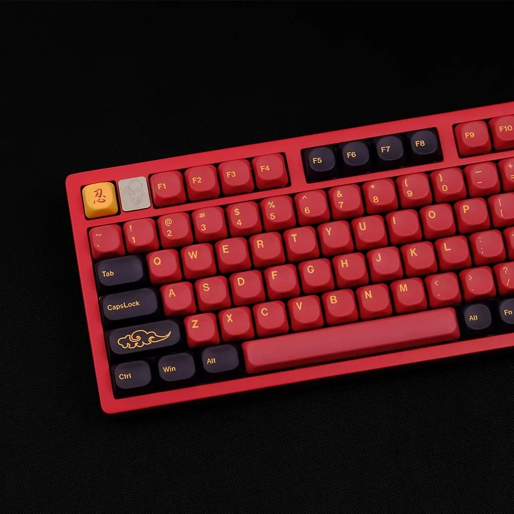 130 teclas/juego de teclas coreanas PBT KOA perfil GMK teclas samurái rojas para teclado mecánico para interruptor Cherry MX de cinco lados - imagen 4