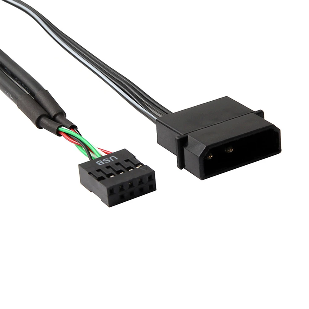 Concentrador de cabezal USB 2,0 de 9 pines de 1 a 4 con alimentación IDE 5V, divisor hembra de 1 a 4, adaptador de extensión, multiplicador de puerto