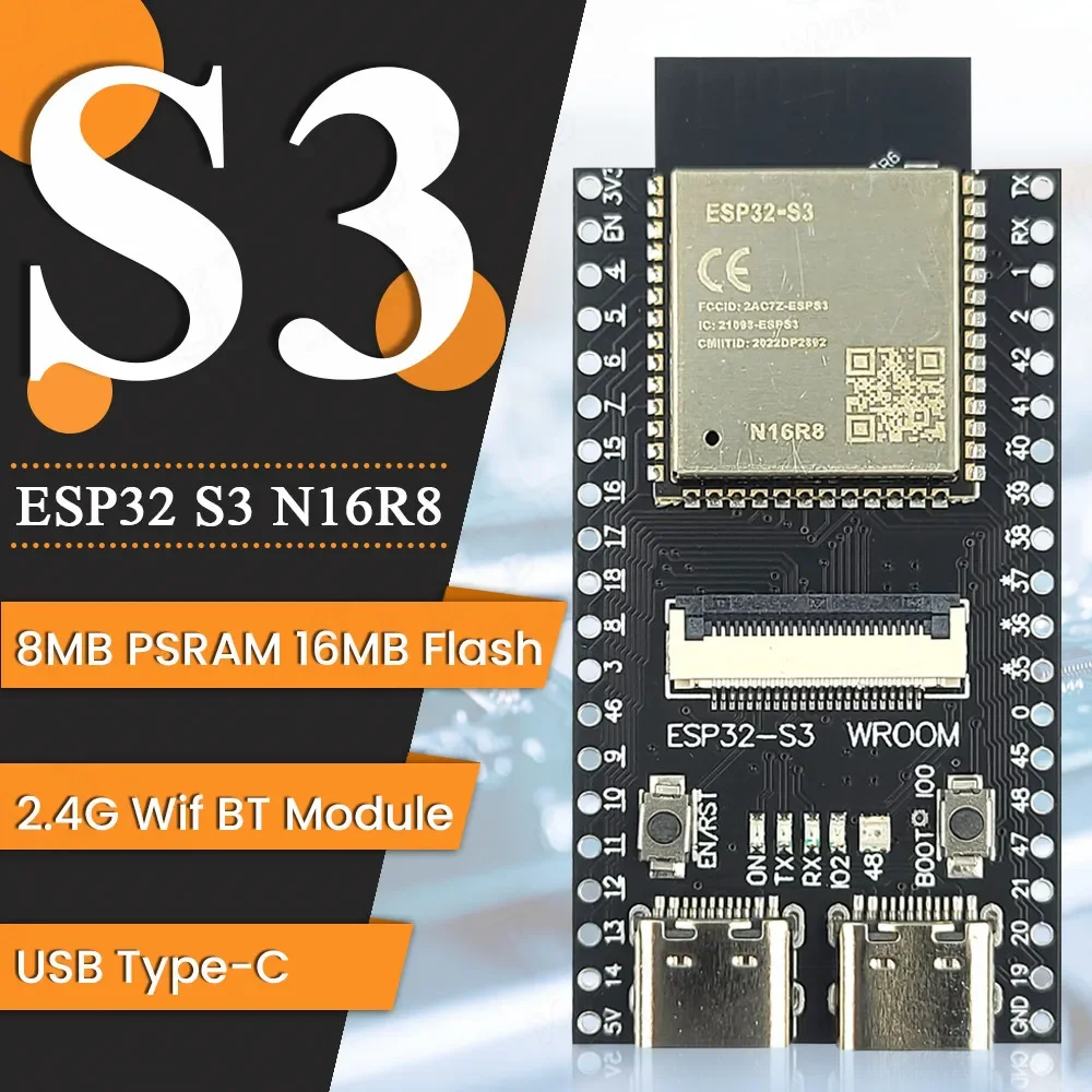ESP32-S3 WROOM N16R8 Placa de desarrollo 2,4G Wifi BT módulo de cámara para OV2640 OV5640 8MB PSRAM 16MB FLASH ESP32 S3 N16R8 CAM - imagen 2