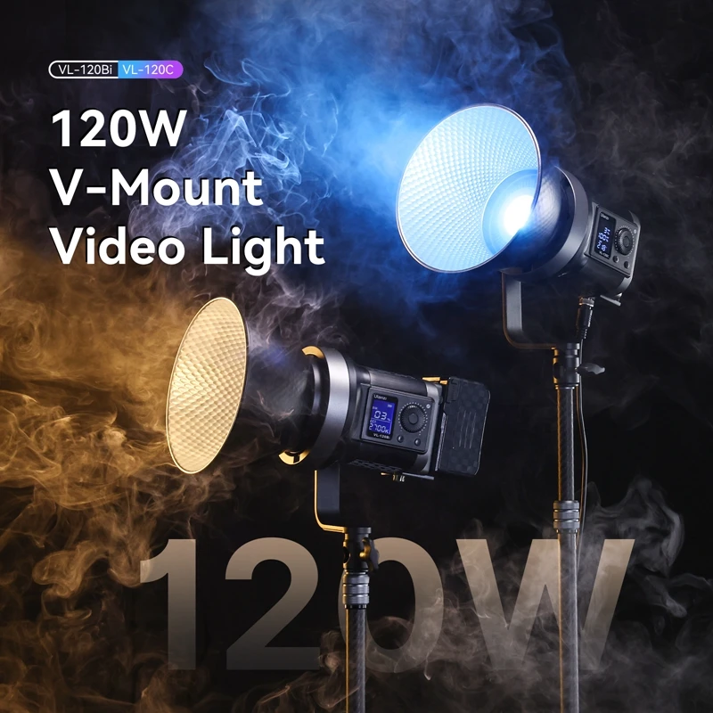 Ulanzi VL-120Bi VL-120C Luz de vídeo con montaje en V de 120W con control inalámbrico CRI 95+ 2700K-6500K Lámpara COB Fotografía interior y exterior