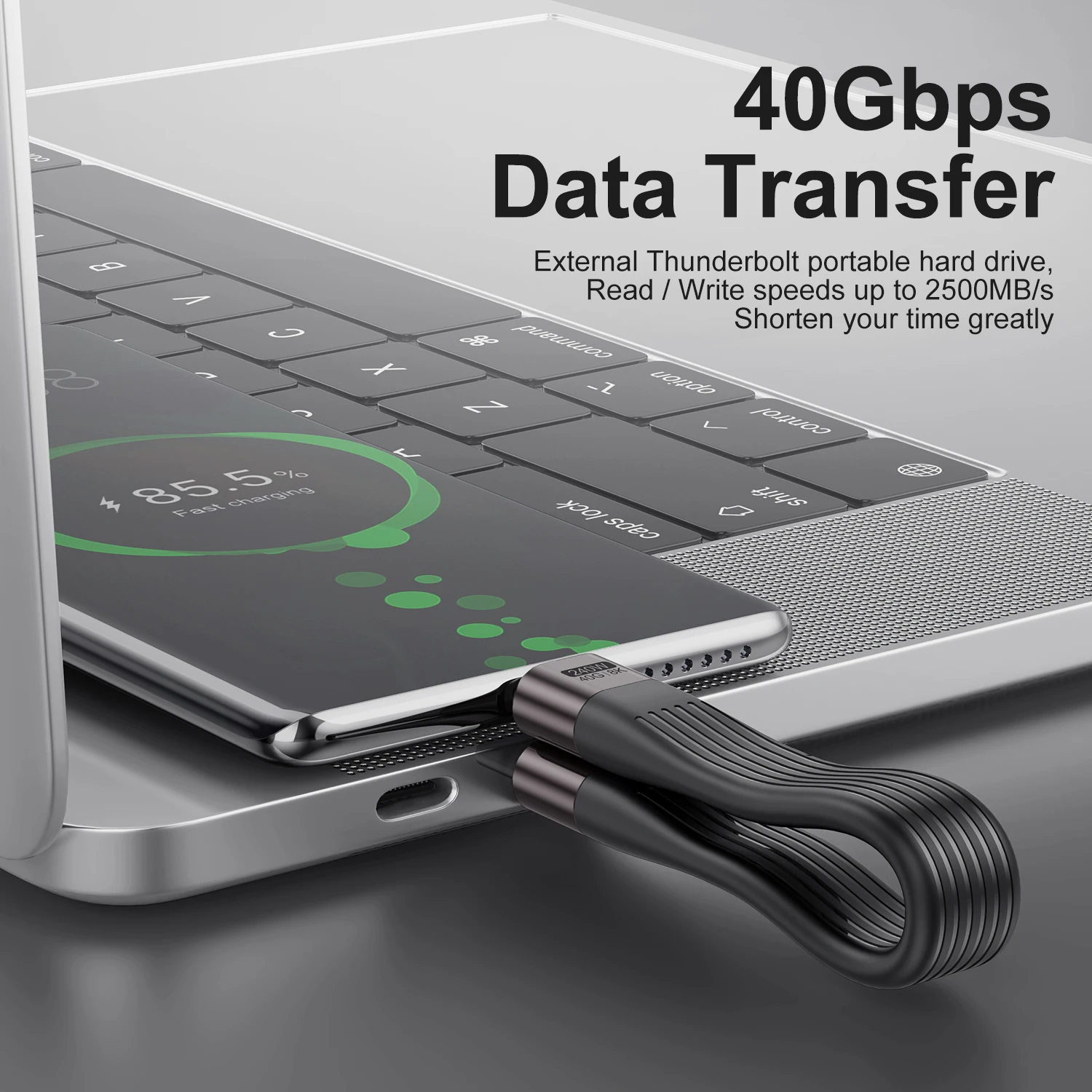 Llavero portátil 2 en 1, Cable de carga rápida, Cable de datos PD3.1 de 240W tipo C a tipo C para iPhone 16 15 Pro Max Xiaomi 14 POCO - imagen 2