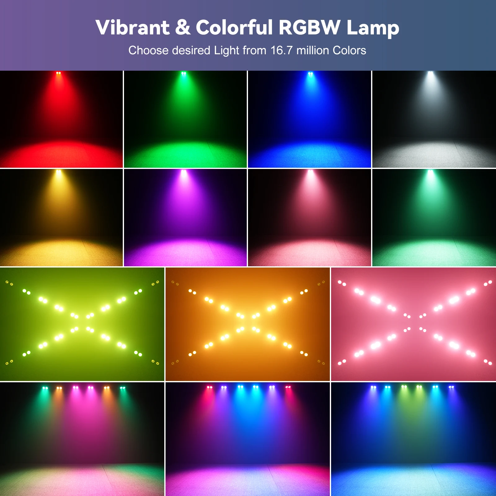 U'King 4 Uds RGBW COB luces LED de teñido Par luces elevadoras de 2 ojos DMX512 luces de escenario activadas por sonido para eventos fiesta boda Club Bar - imagen 4