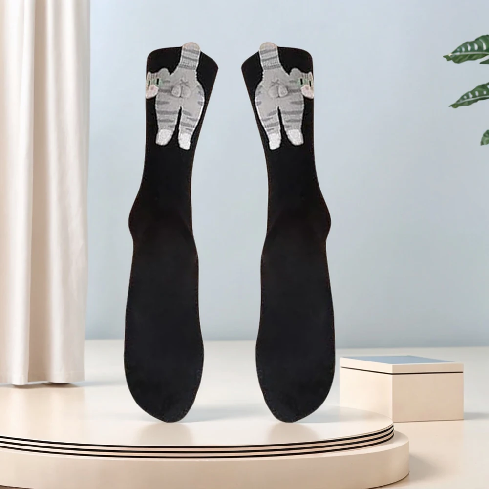 1-5Pairs Cute Cat Socks with 3D Cotton Balls Cute Cat Socks Novelty Funny Animal Fun Crew Cats Sock for Women Cats Lovers Gifts - imagen 3